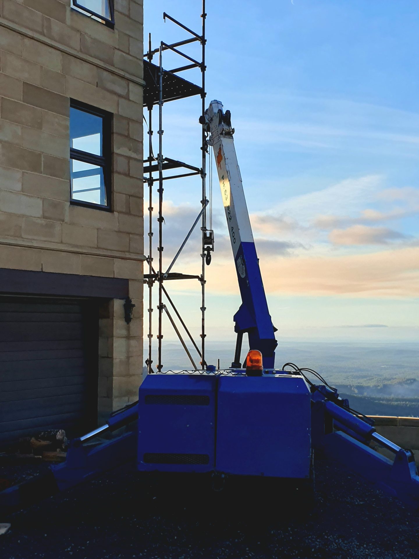 Picture of crane set up day before